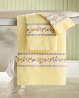 PC Tulip Butterfly Yellow Bathroom Towels Washcloth Set Cotton Terry 