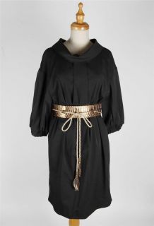 AUTH SAMPLE Demark By Malene Birger Lantern Sleeves Drape Wool Dress 