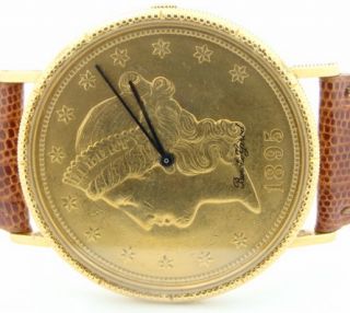 Bueche Girod Mens 18K Yellow Gold $20 Gold Coin Watch