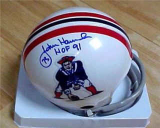 John Hannah Signed Patriots Throwback Mini Helmet