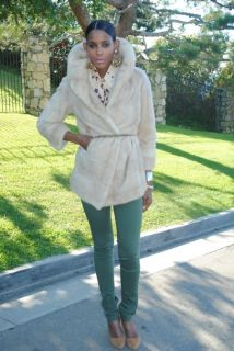Vintage 70s Boho Real Mink Fur Coat Blonde White Wing Collar Cape 