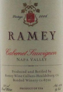 2006 Ramey Cabernet Sauvignon Napa Valley North Coast Red Wine MAGNUM 