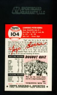 1953 Topps 1991 Archives Yogi Berra Yankees Burdette SGC 86