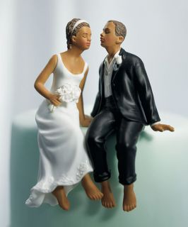 Whimsical African American Couple Wedding Cake Topper