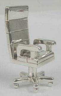 Sterling Silver Chair Business Card Holder Desk Office
