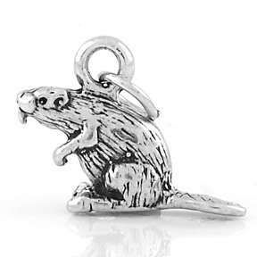 Silver Busy Beaver Charm with 18 Box Chain Necklace