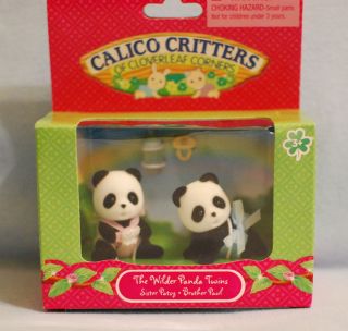 Calico Critters WILDER PANDA BEAR TWINS Patsy Paul NEW Babies Bottle 