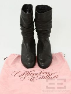 Stuart Weitzman By Theodora & Callum Black Leather Slouch Flat Boots 