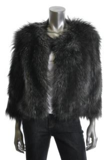 Michael Kors New Fur Chubby Gray Faux Fur Cropped Jacket L BHFO