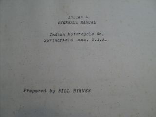 Indian Four Overhaul Manual by Bill Byrnes Complete