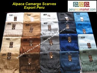 30 Alpaca Camargo Scarves Andean Wool Direct Export from Peru Inca 