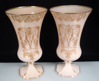 cambridge crown tuscan gold diane etched 11 vases
