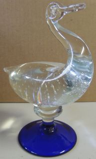 Murano Crystal Glass Duck 5 5 Cobalt Blue Base Made in Italy 