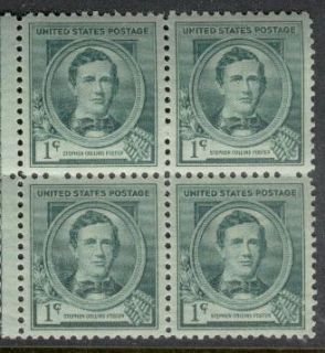 879 1c Stephen Foster Stamp Block MNH