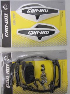 Can Am ATV White Hand Guard Wind Deflector Kit w Mount Outlander 