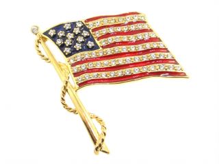   Jacqueline Kennedy American Flag Brooch Pin Camrose Kross
