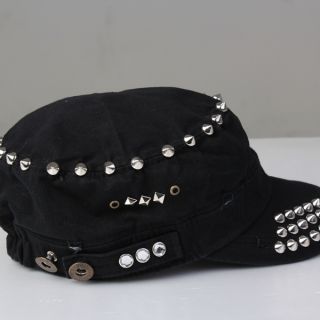    Decorated Military Cadet Cap Studs Style Hat Soldier Hats Beret Caps