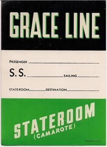 Vintage 1950s Unused Grace Line Cruise Liner Steam SHIP Stateroom 