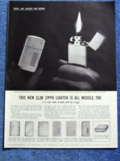 1959 Zippo Cigarette Lighters Ad Seven Examples Shown