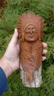    CARVING SPIRIT NATIVE AMERICAN INDIAN head dress 911 made in Canada