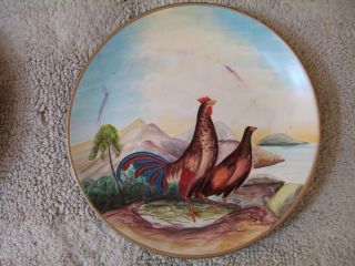 Gorgeous Plate with Chicken Rooster Brown Blues 2 of 2