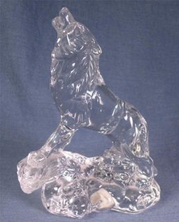 SIGNED LEAD CRYSTAL HOWLING WOLF WONDERS WILD PRINCESS HOUSE SCULPTURE 