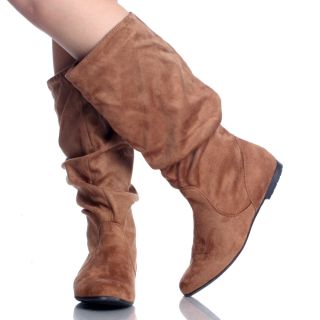 Slouch Scrunch Pull on Flat Womens Mid Calf Boot Size 7