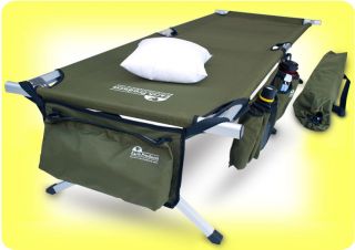   Military Style Aluminum Camping Cot w Free Side Storage Bag Sys
