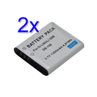 2X 1300mAh D Li92 DLI92 Battery for Pentax Optio RZ18 RZ10 I 10 H90 