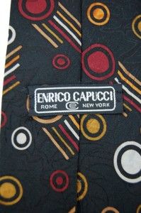 Enrico Capucci Circles Black Maroon Orange Tie Necktie Corbata Cravat 