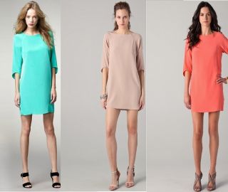 2012s Sauth Newus$375 Tibi Heavy Silk Shift Dress US 0 2 4 6 in Coral 