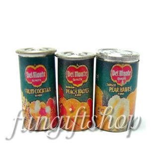 Dollhouse Miniature 6 Cans of Fruit Food Tuna Pineapple