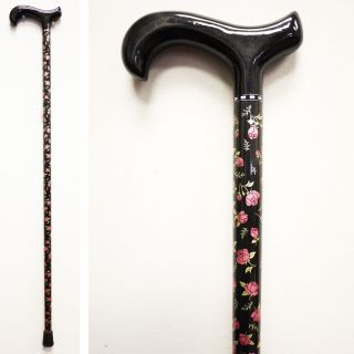 Black Carbon Fiber Cane with Many Roses 37 Derby Handle Ladies Women 