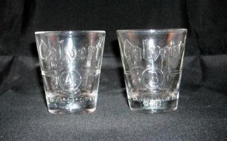 Set of 2 Calvert Shot Glasses Embossed A B