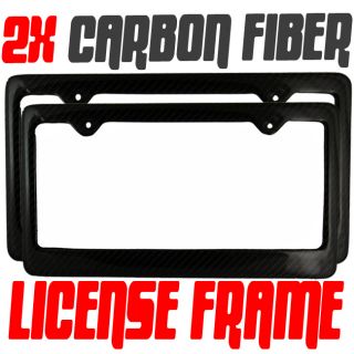 2x TWO NEW CARBON FIBER METAL LICENSE PLATE COVERS FRAME SHIELD GUARD