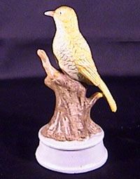 Canary Yellow Bird Porcelain Musical Figurine Handpaint