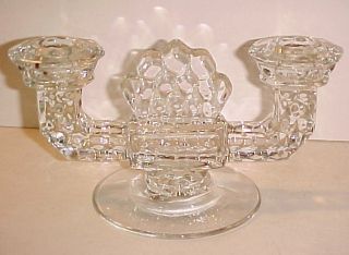 Pair of Fostoria Glass AMERICAN Low Double 2 Lite Candlesticks