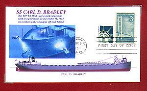 SS Carl D Bradley Sinking Great Lakes Storm 1958 Cacheted SHIP Cover 