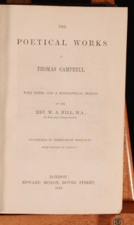 1854 Thomas Campbell Poetical Works Hill Illus Leather