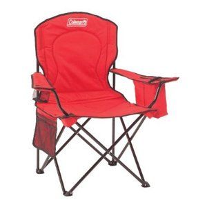 Camping Folding Chair With Built In Cooler Red Outdoor Seats Furniture 