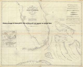 1827 Bahamas Caribbean Florida Nautical Chart Map