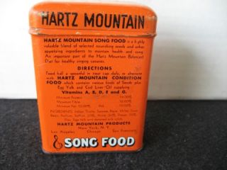vintage hartz mountain song food bird tin
