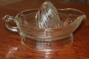 Vintage Clear Depression Glass Hand Juicer Reamer Collectible Handle 