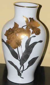 Noritake Okura Daffodil Vase Gold & Platinum MINT