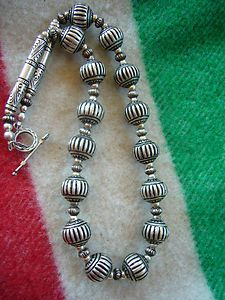 Authentic Bench Made Silver Prakeum Beads Necklace 70 Grams
