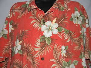 CARIBBEAN JOE Hawaiian Tiki Shirt Mens 5XL Tropical Hibiscus & Palm 