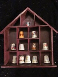 Lot 12 Collectors Thimbles + Display Case, Vintage Unknown Cloisonné 