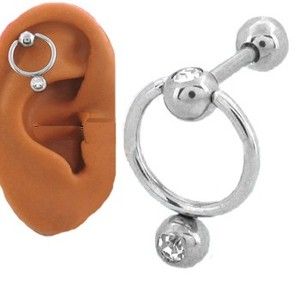 316L Surgical Steel Ear Cartilage Piercing Ring Jewelry Hoop CZ 18g 