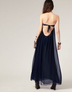 One Teaspoon Navy Tuscan Scoop Low Back Backless Bandeau Bustier Maxi 