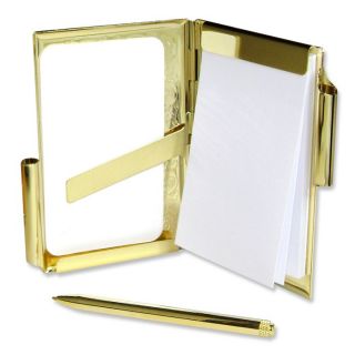 Notepad Business Card Holder Case Pen Gold Colored